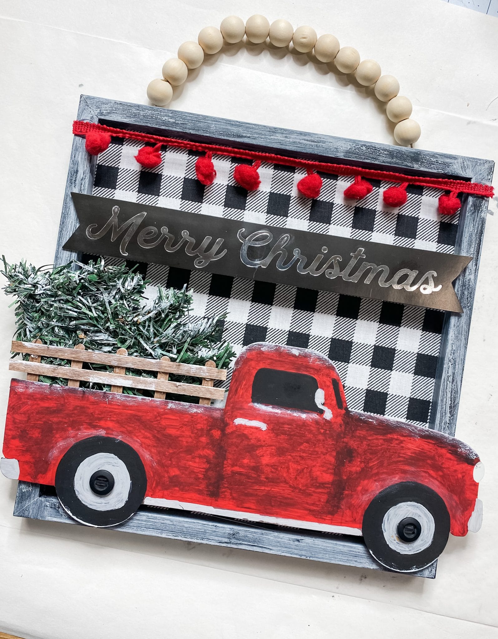 How To Make A Dollar Tree Red Truck Gift Bag Diy Christmas Sign