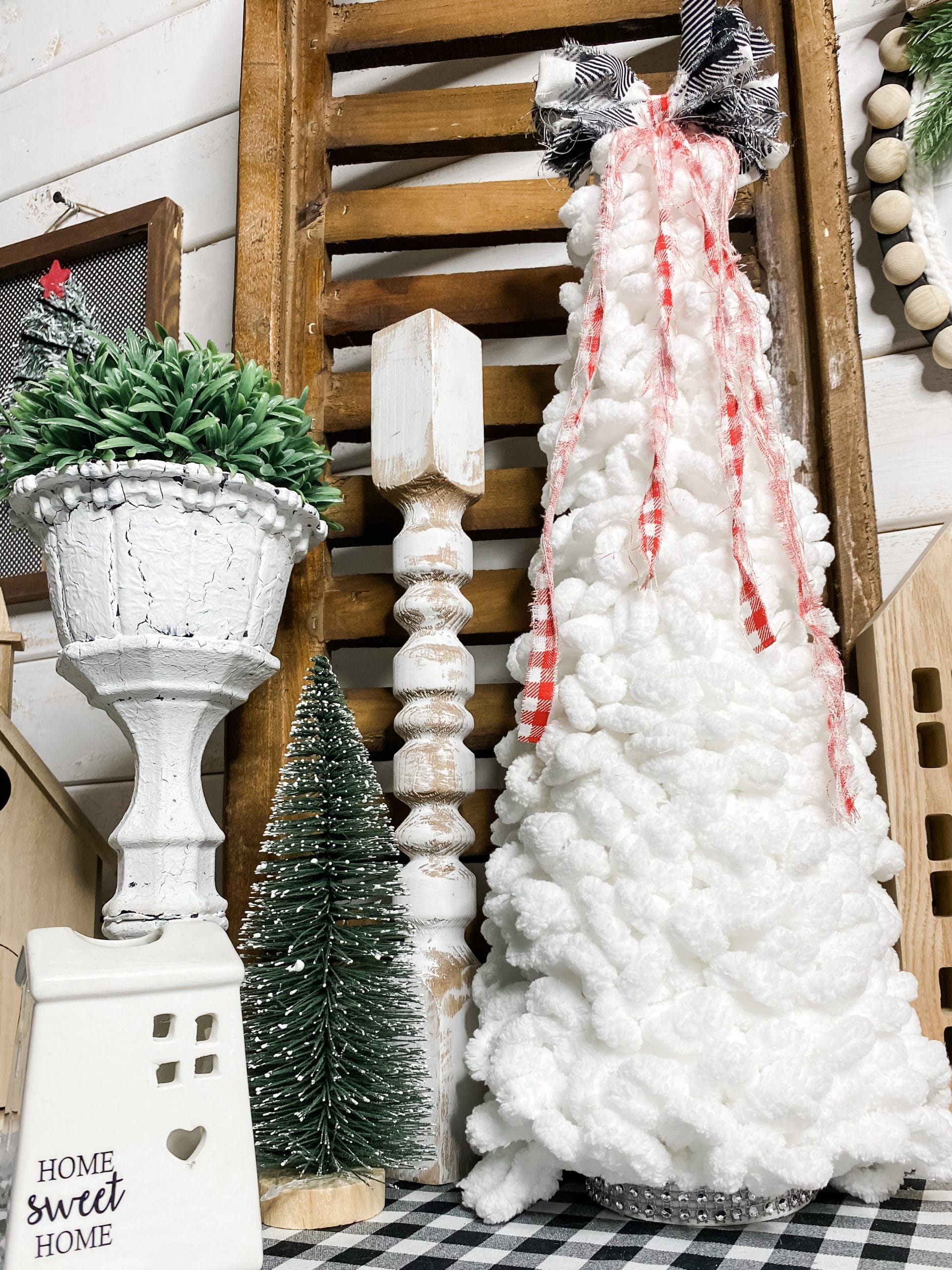 Farmhouse Inspired Christmas Yarn Covered Ornaments Cottage