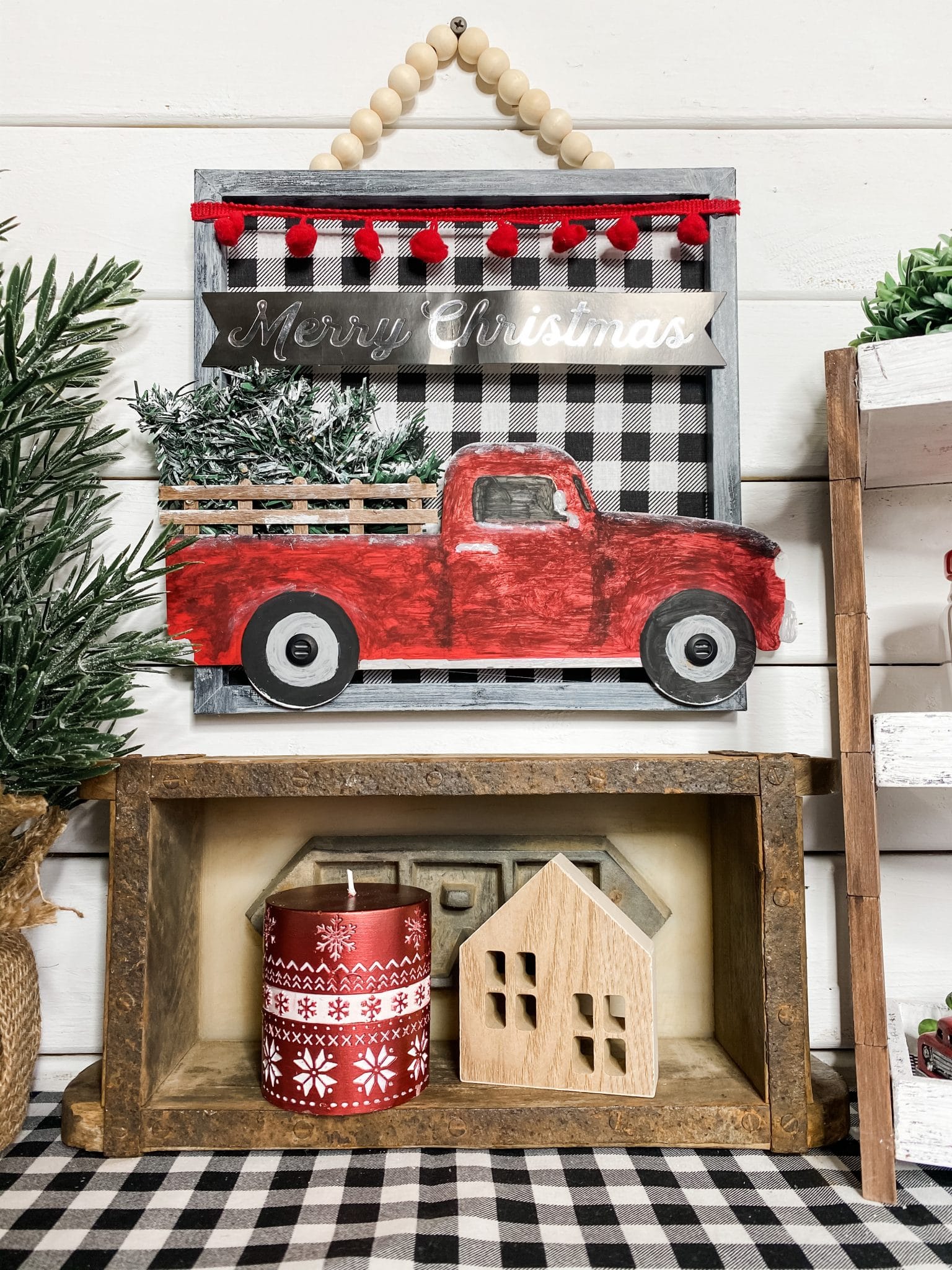 how-to-make-a-dollar-tree-red-truck-gift-bag-diy-christmas-sign