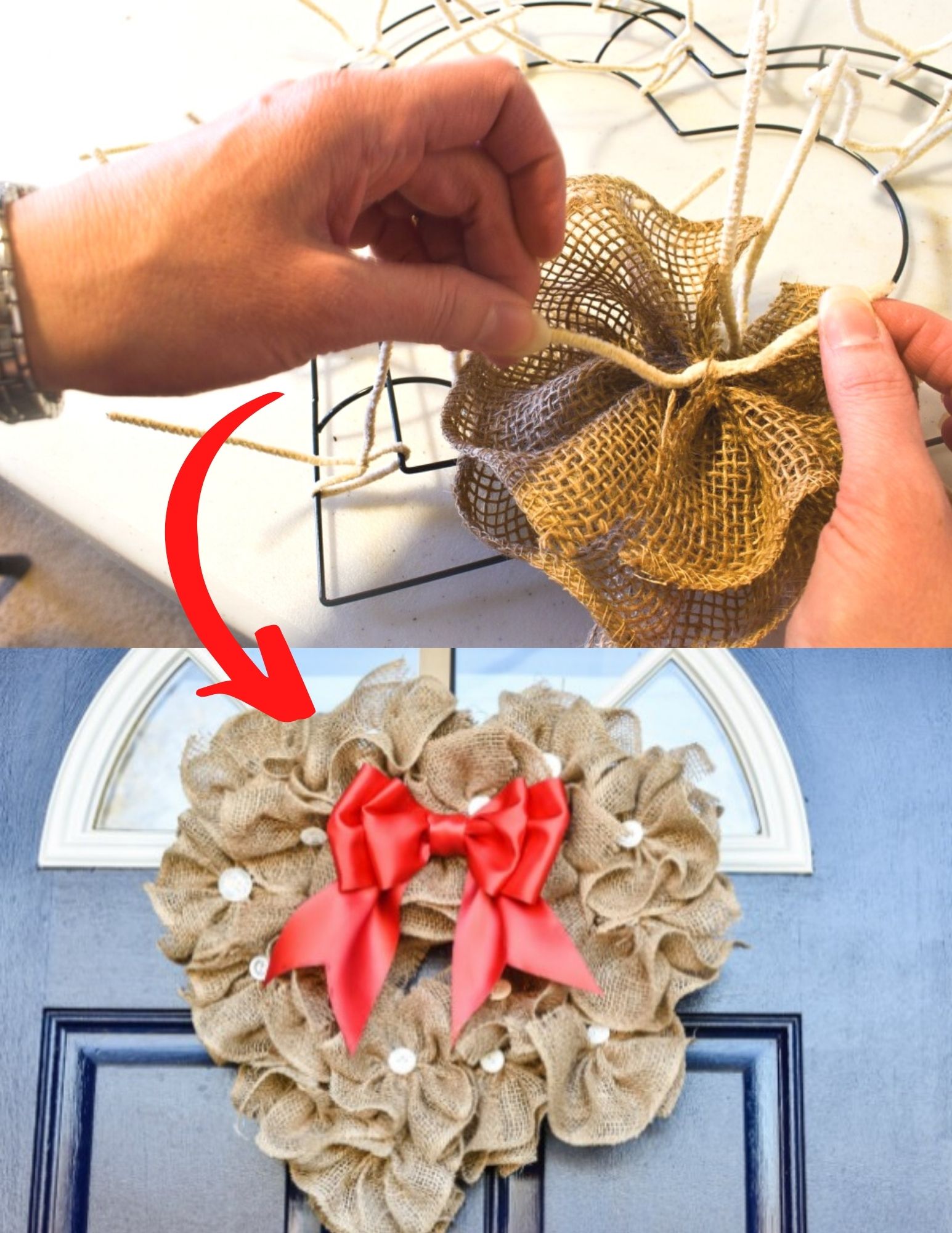 DIY Burlap Wreath for Valentine's Day with Bow Tutorial - Zucchini Sisters