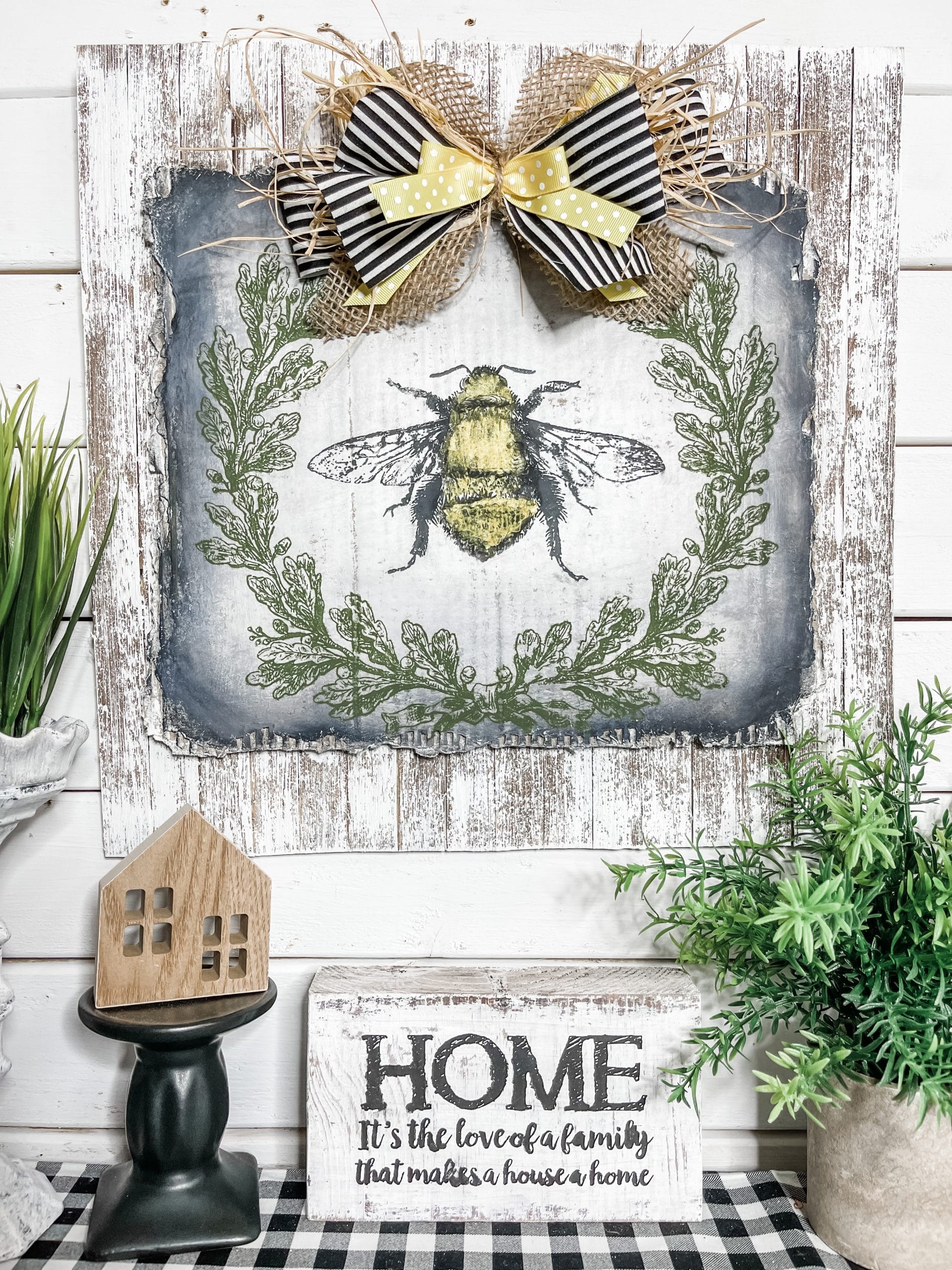 Beautiful Bumble Bee Home Decor On A Farmhouse Hutch