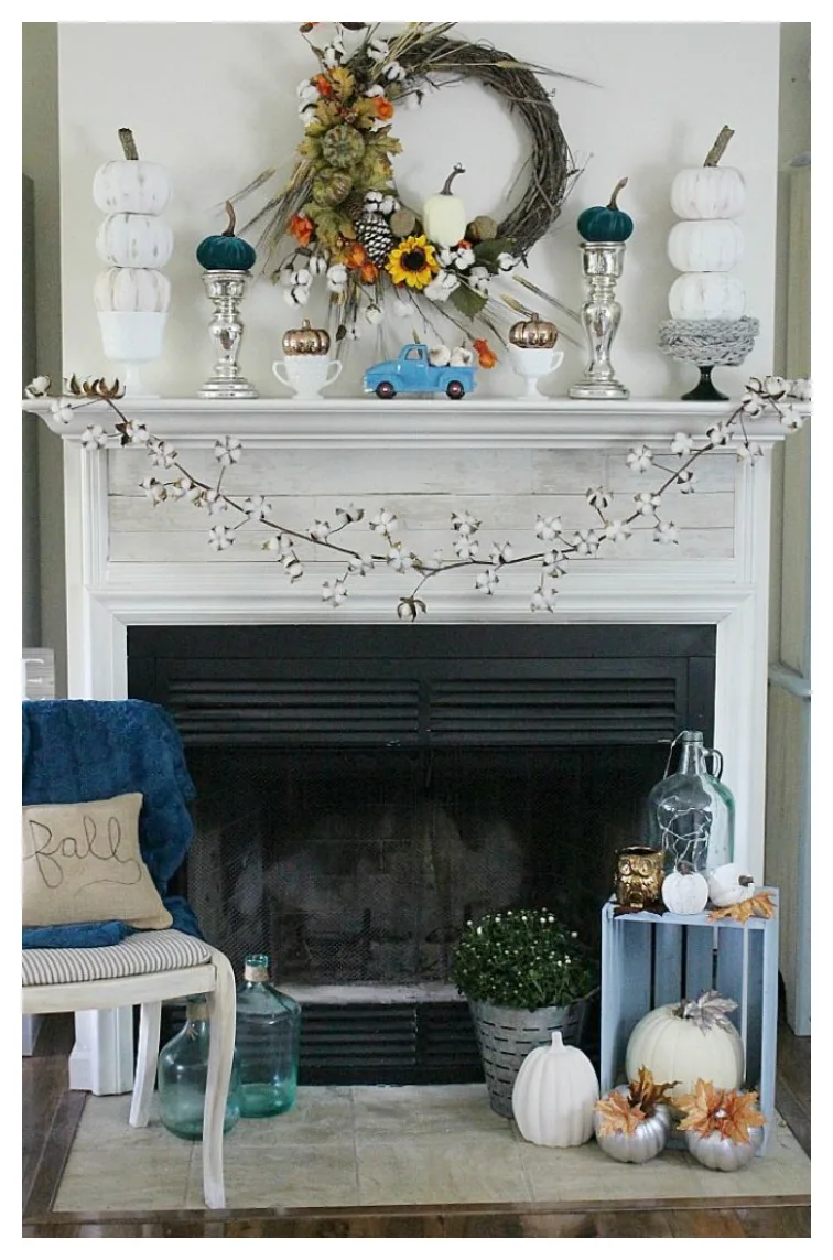 Simple Fall Mantel Decor Ideas - The Makers Map with Amber Strong