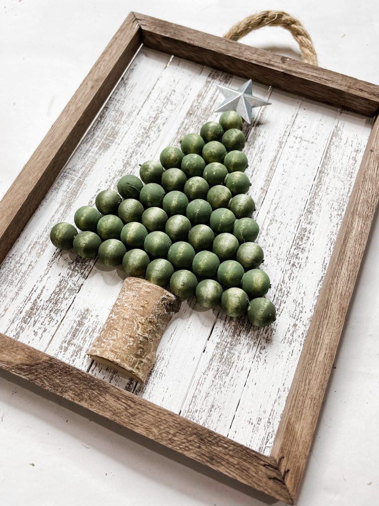 Wood Bead Christmas Tree Sign - Dollar Tree Craft Idea