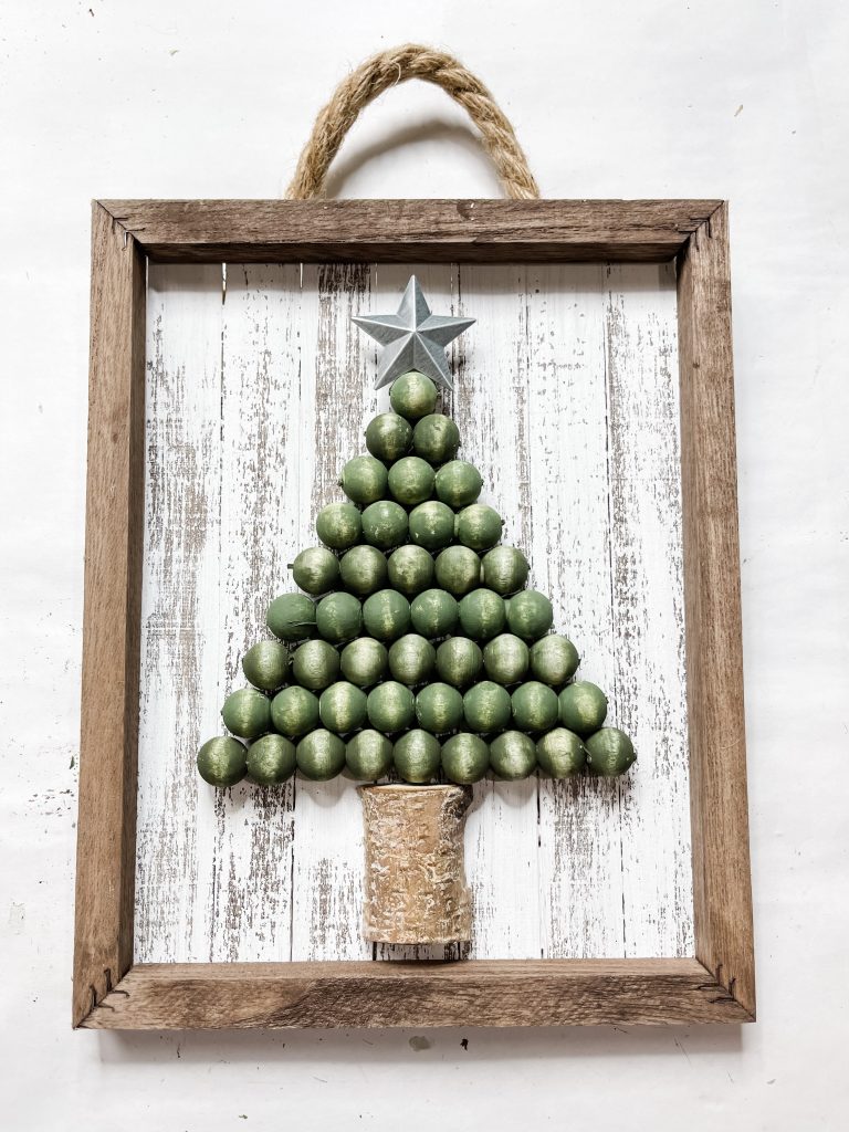 Wood Bead Christmas Tree Sign - Dollar Tree Craft Idea