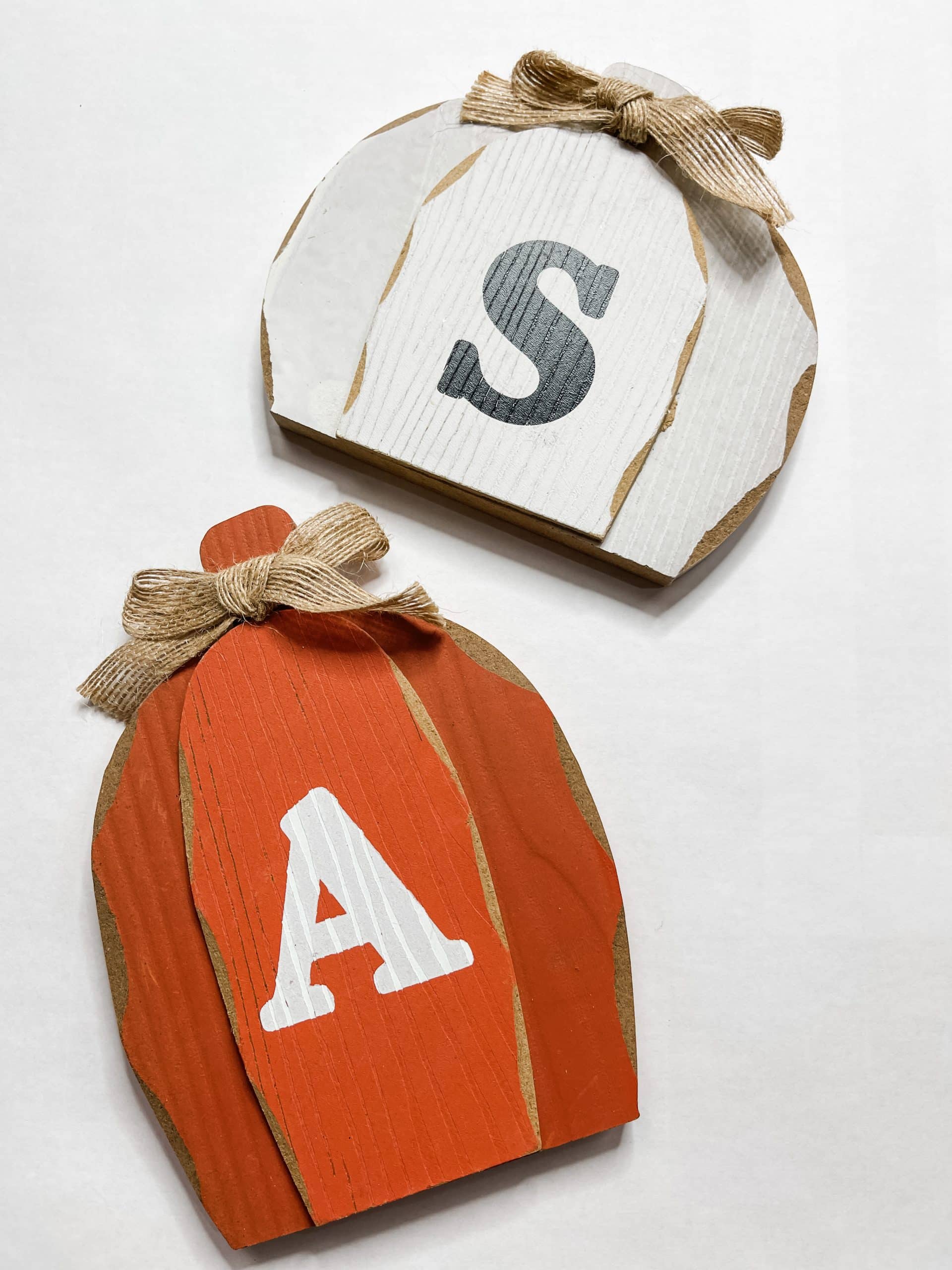 Decoupaged Neutral Pumpkins