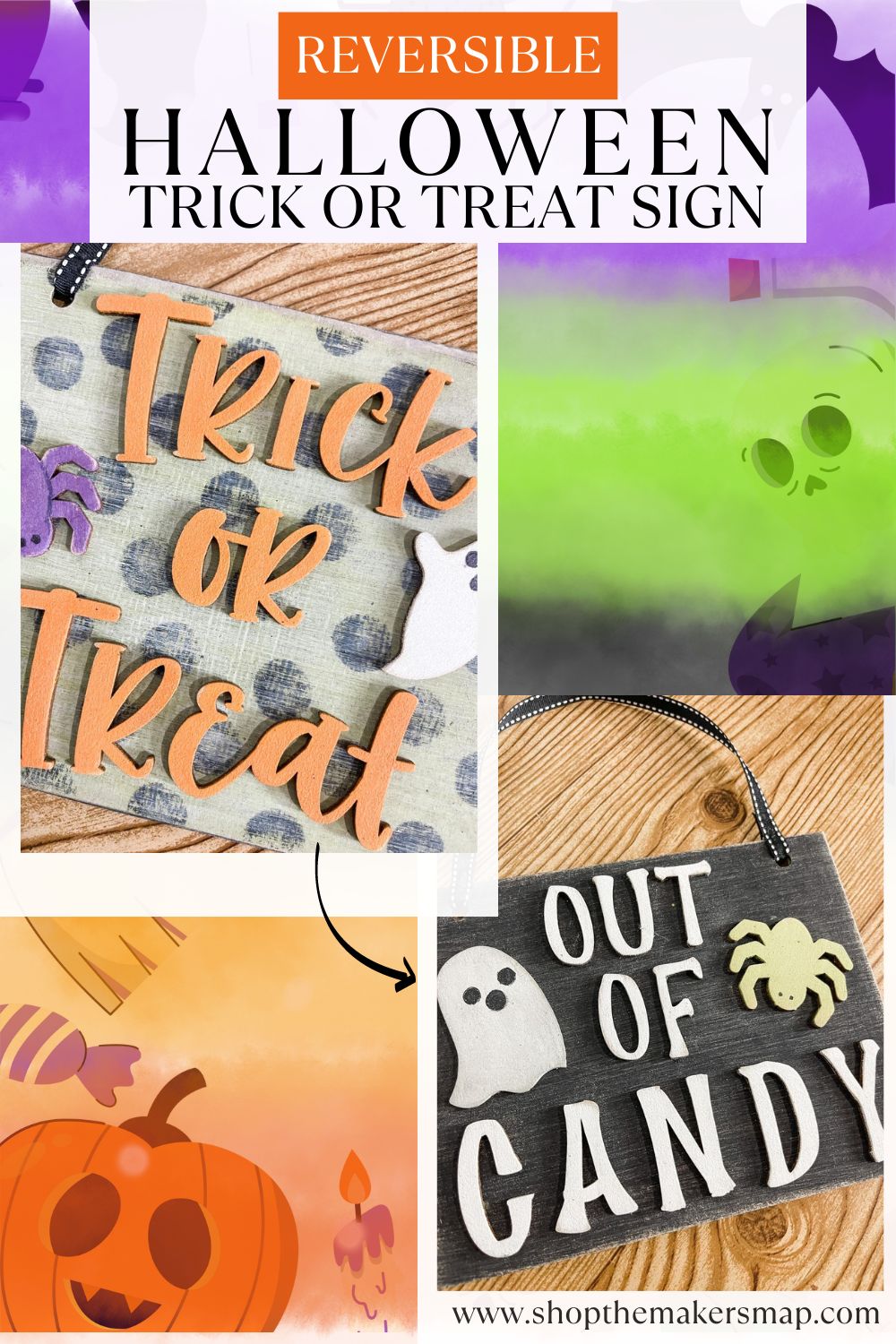 Reversible Trick or Treat Sign